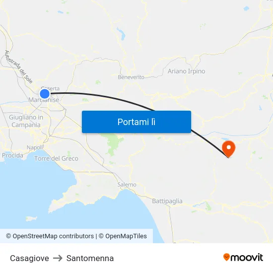 Casagiove to Santomenna map