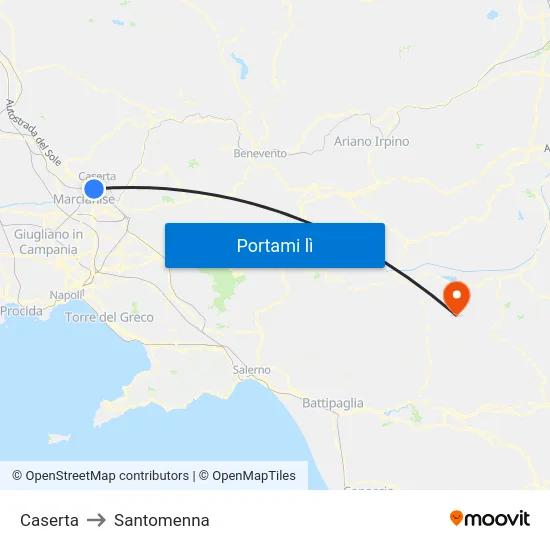 Caserta to Santomenna map