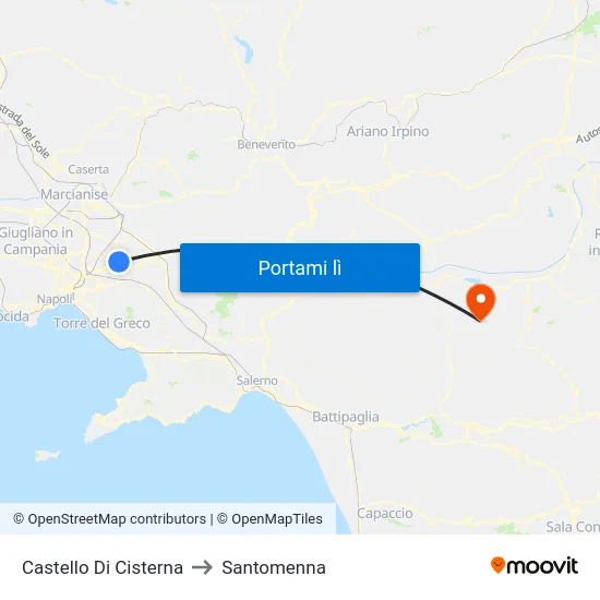 Castello Di Cisterna to Santomenna map