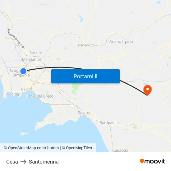 Cesa to Santomenna map
