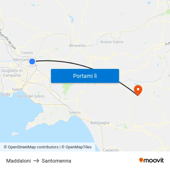 Maddaloni to Santomenna map