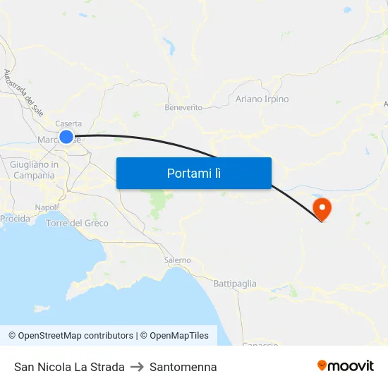 San Nicola La Strada to Santomenna map