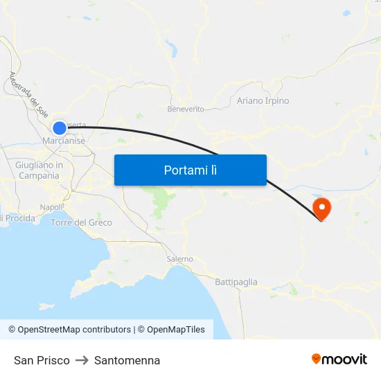 San Prisco to Santomenna map