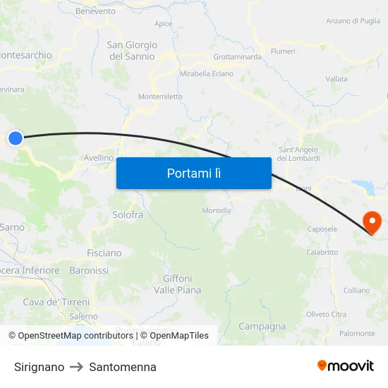 Sirignano to Santomenna map
