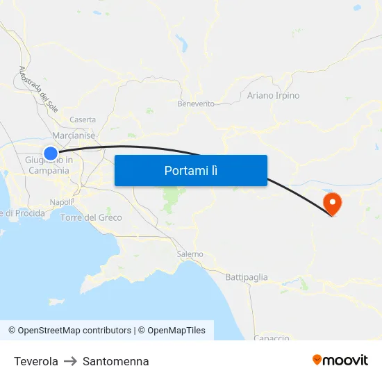 Teverola to Santomenna map