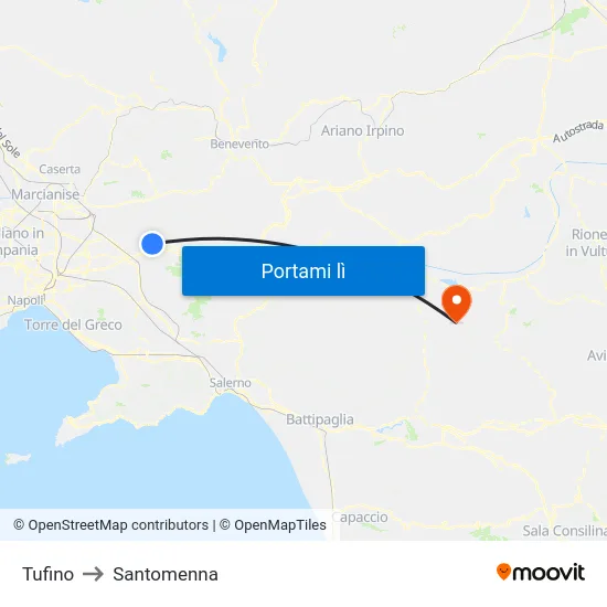 Tufino to Santomenna map
