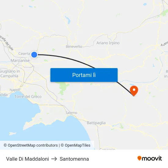 Valle Di Maddaloni to Santomenna map