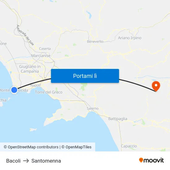 Bacoli to Santomenna map