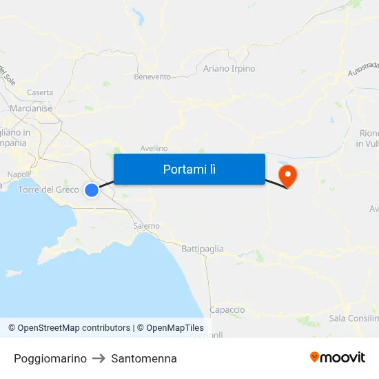 Poggiomarino to Santomenna map
