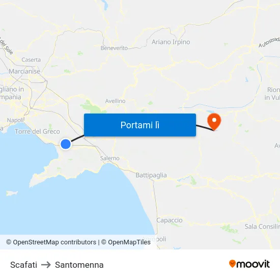 Scafati to Santomenna map