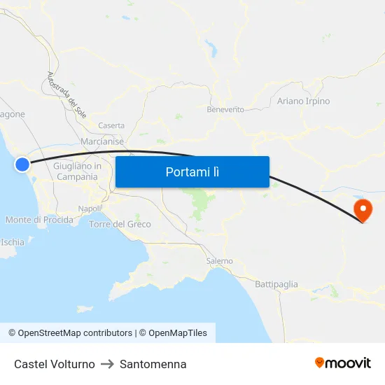 Castel Volturno to Santomenna map