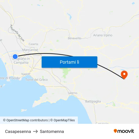 Casapesenna to Santomenna map