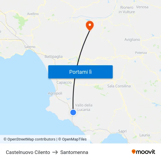 Castelnuovo Cilento to Santomenna map