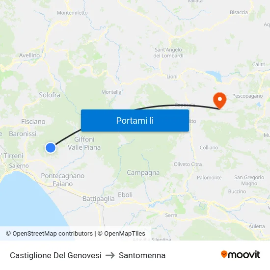 Castiglione Del Genovesi to Santomenna map