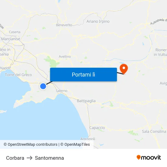 Corbara to Santomenna map