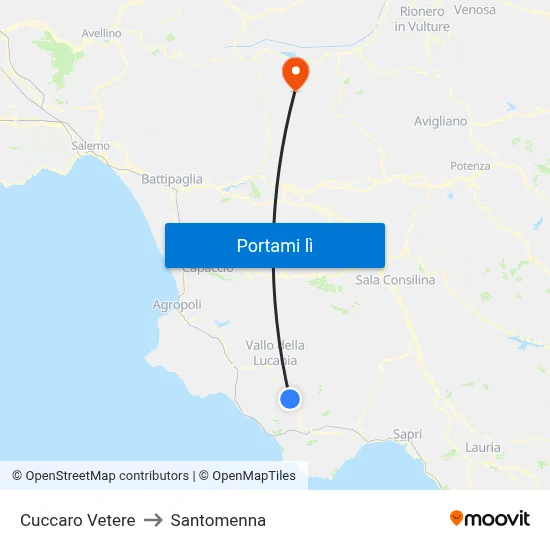 Cuccaro Vetere to Santomenna map