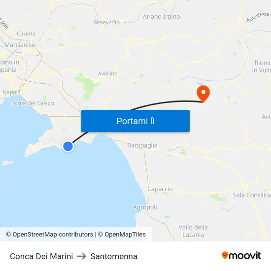Conca Dei Marini to Santomenna map