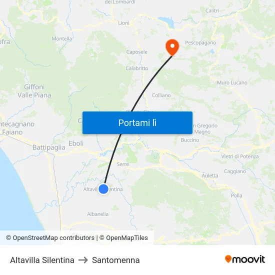 Altavilla Silentina to Santomenna map