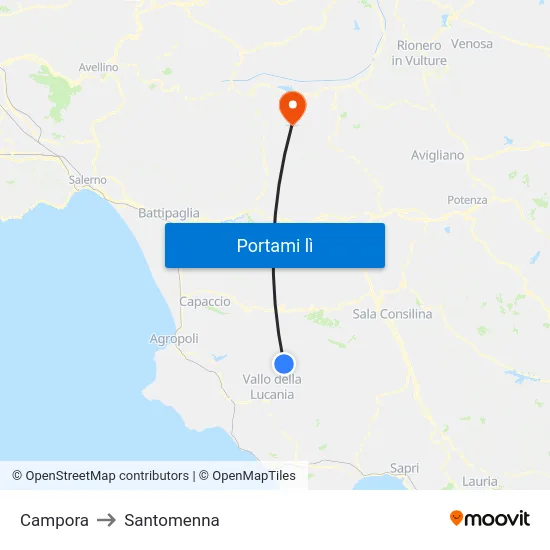 Campora to Santomenna map