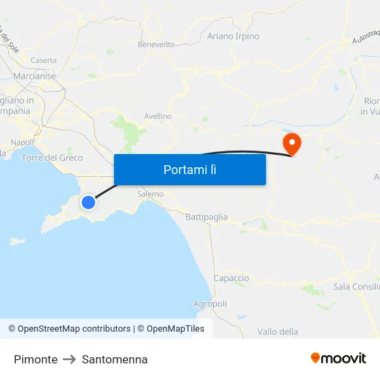 Pimonte to Santomenna map