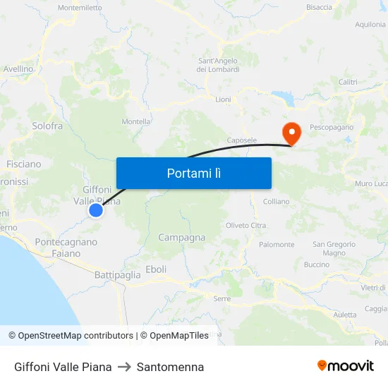 Giffoni Valle Piana to Santomenna map