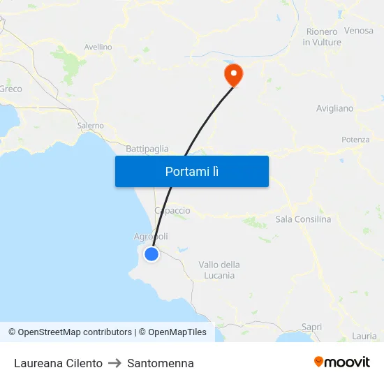 Laureana Cilento to Santomenna map