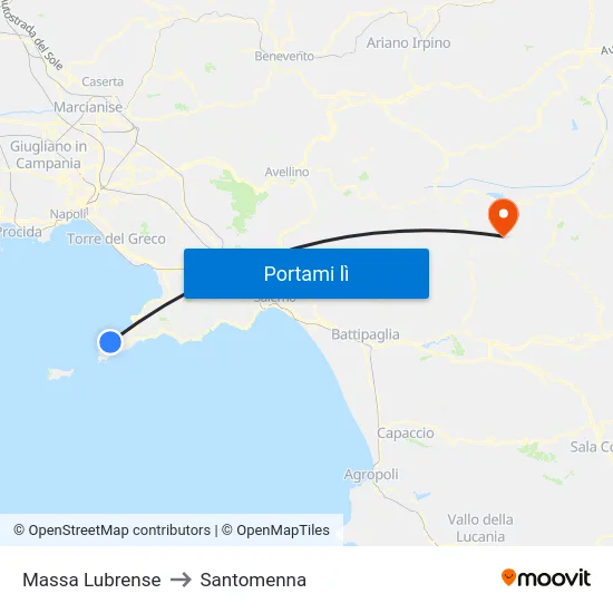 Massa Lubrense to Santomenna map