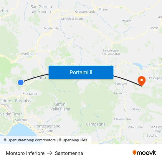 Montoro Inferiore to Santomenna map