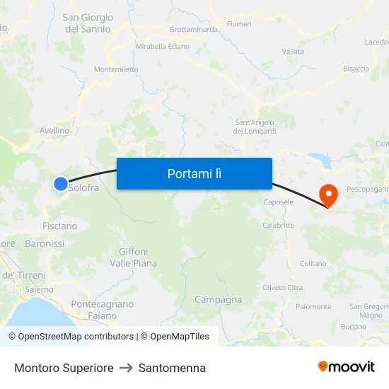 Montoro Superiore to Santomenna map