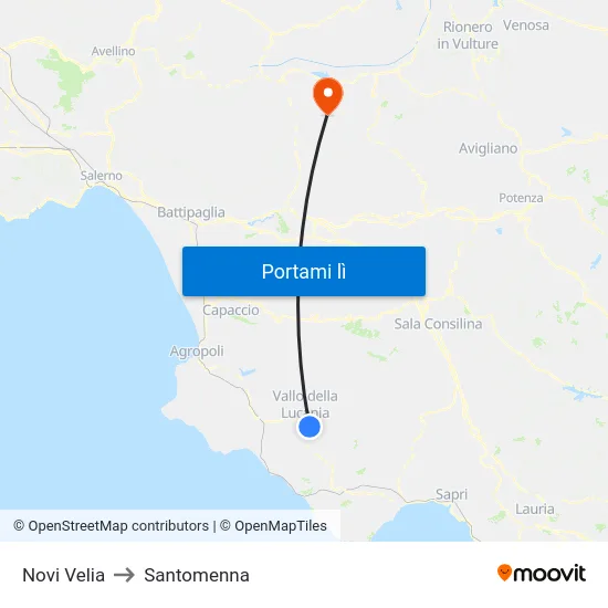 Novi Velia to Santomenna map