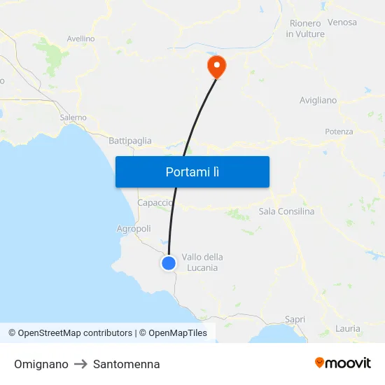 Omignano to Santomenna map