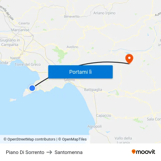 Piano Di Sorrento to Santomenna map