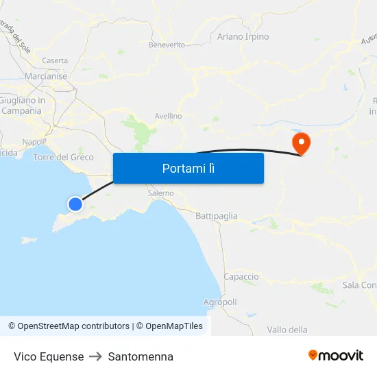 Vico Equense to Santomenna map