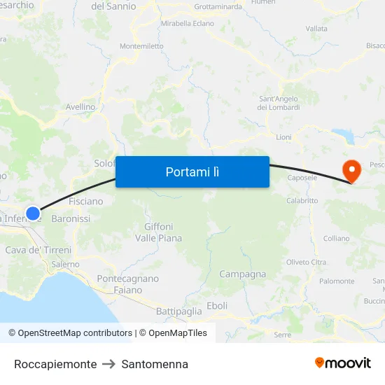 Roccapiemonte to Santomenna map