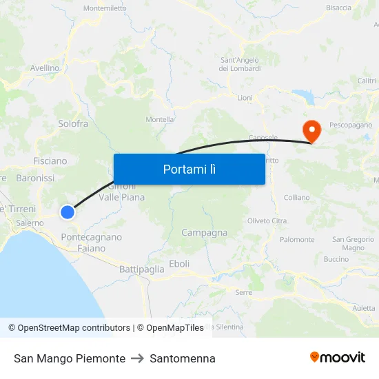 San Mango Piemonte to Santomenna map