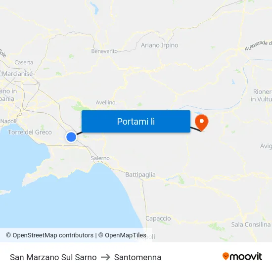 San Marzano Sul Sarno to Santomenna map