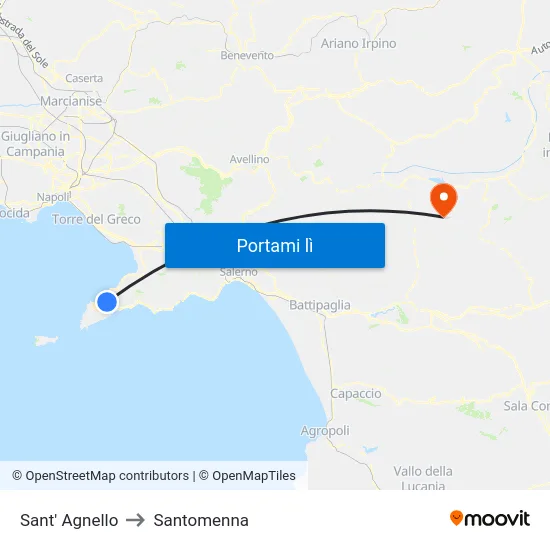 Sant' Agnello to Santomenna map