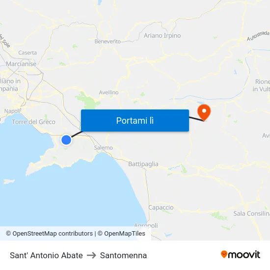 Sant' Antonio Abate to Santomenna map