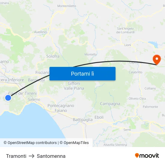 Tramonti to Santomenna map
