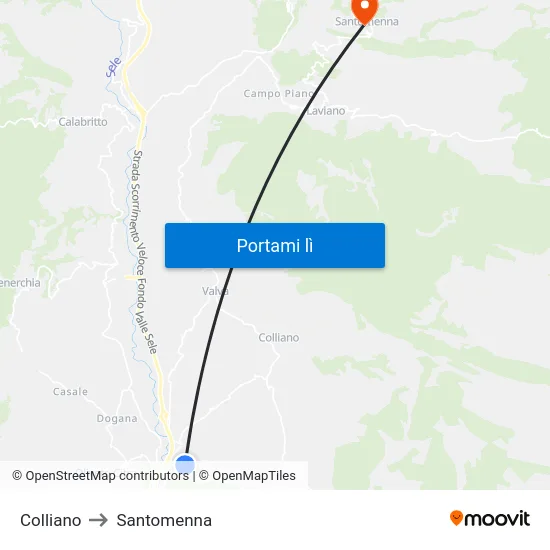 Colliano to Santomenna map