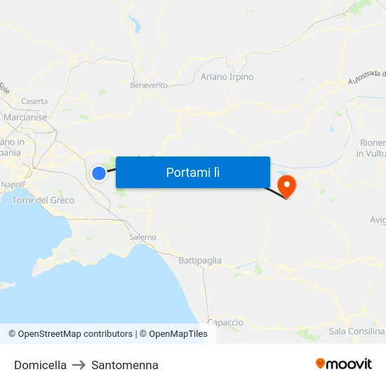 Domicella to Santomenna map