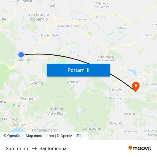 Summonte to Santomenna map