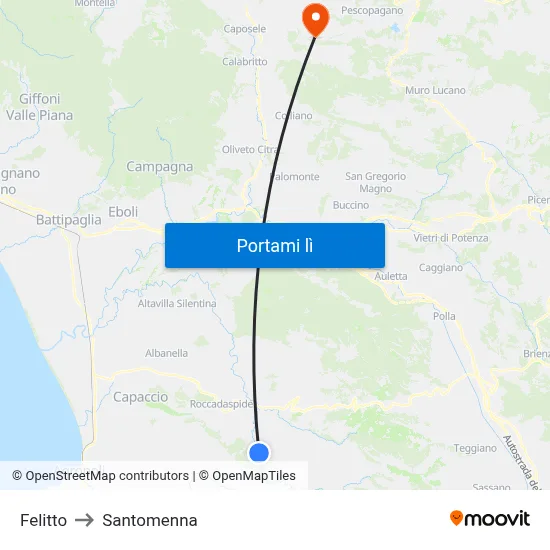 Felitto to Santomenna map