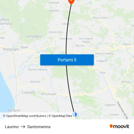 Laurino to Santomenna map