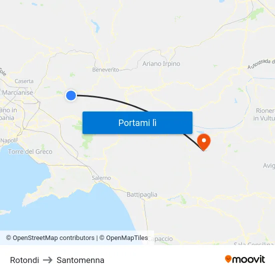 Rotondi to Santomenna map