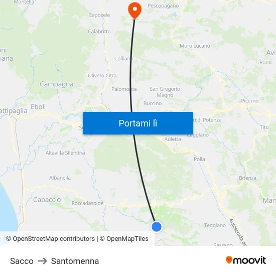Sacco to Santomenna map