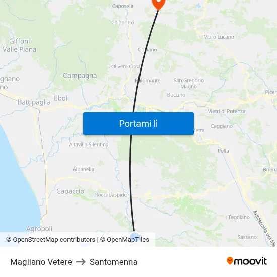 Magliano Vetere to Santomenna map