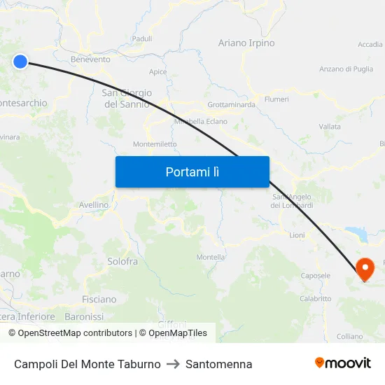 Campoli Del Monte Taburno to Santomenna map
