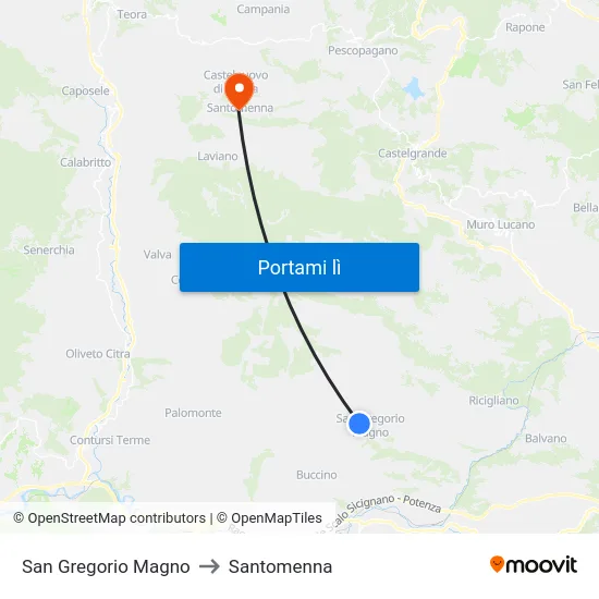 San Gregorio Magno to Santomenna map