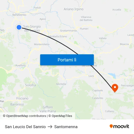 San Leucio Del Sannio to Santomenna map